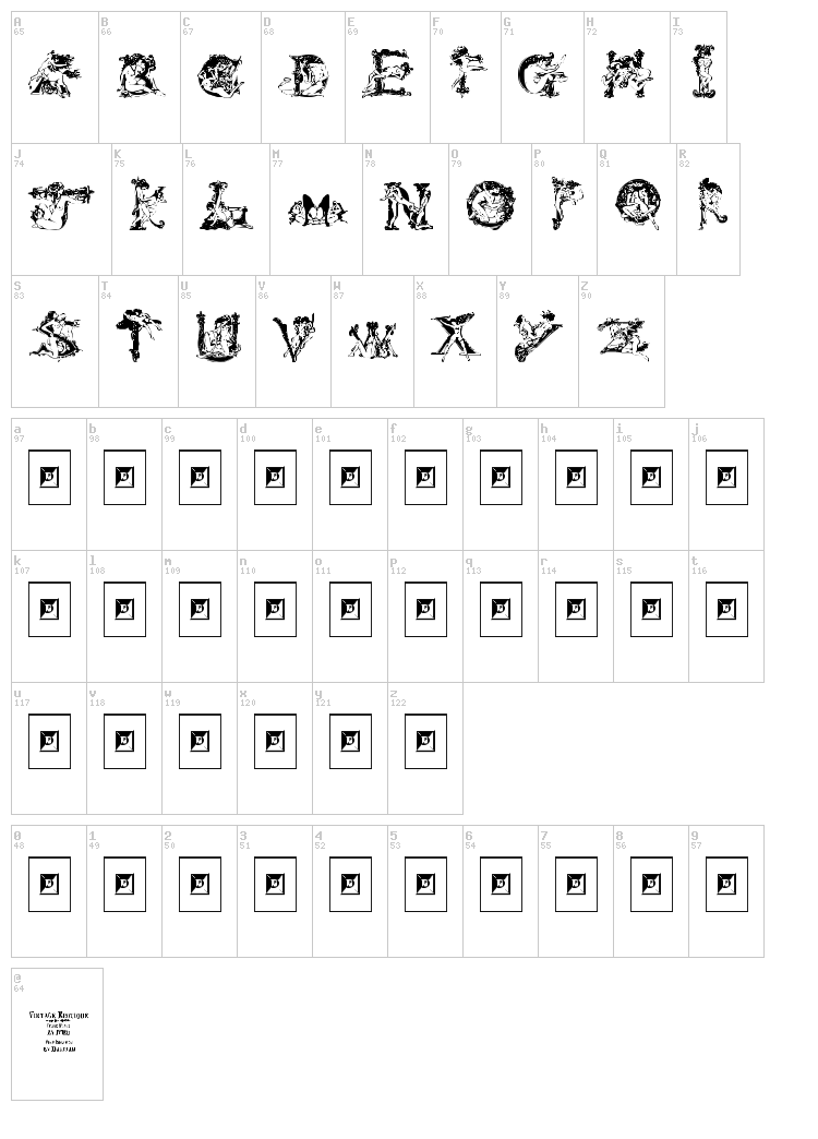 Vintage Erotique font map